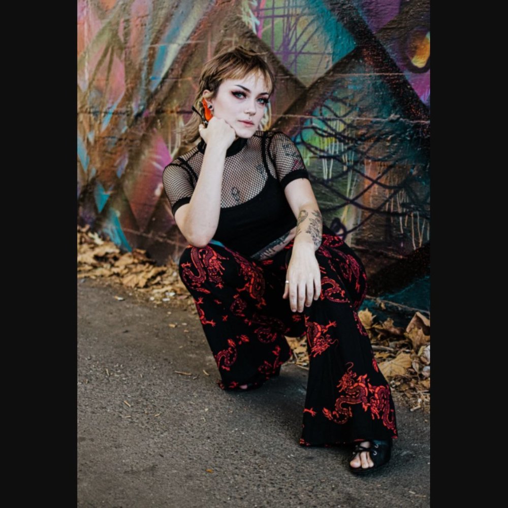 Chinese Dragon High Waisted Bell Bottoms